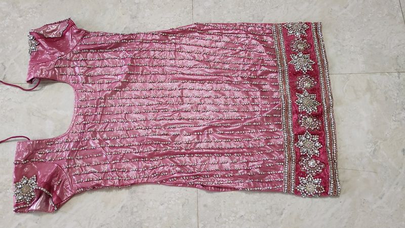 🪨 Party Wear Stone Work Pink Kurta