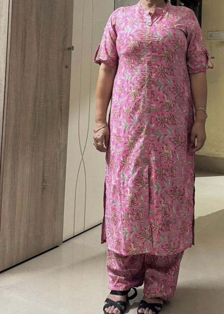 Pink Printed Kurta Set