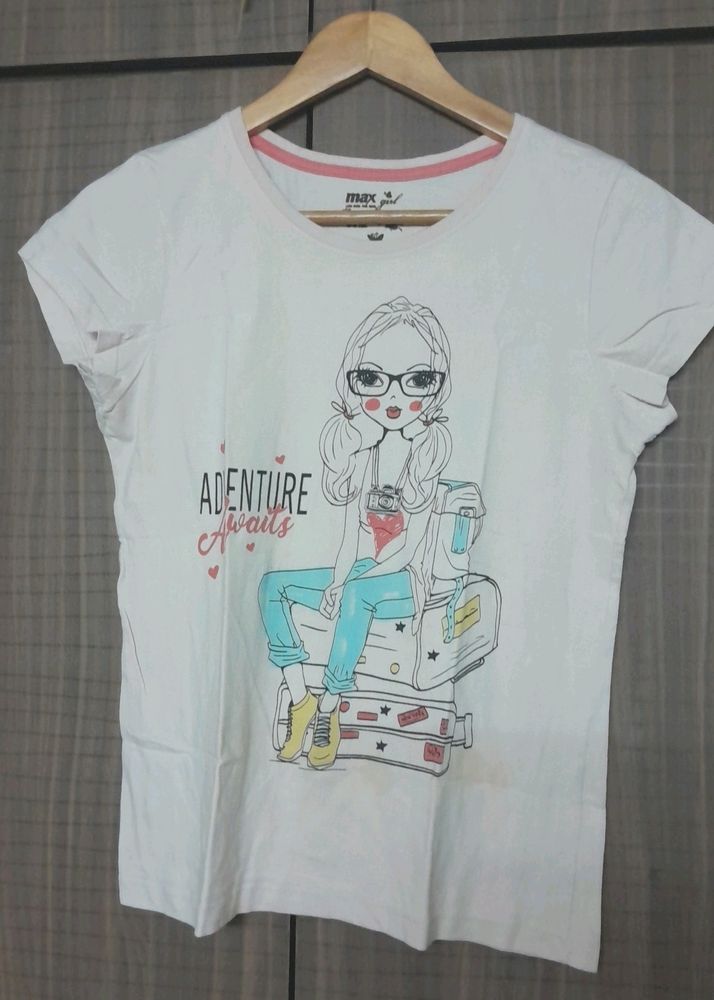 MAX Girls Graphic Printed T-shirt, Size: 15y - 16y