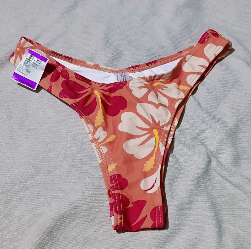 Orange Floral Print Brief