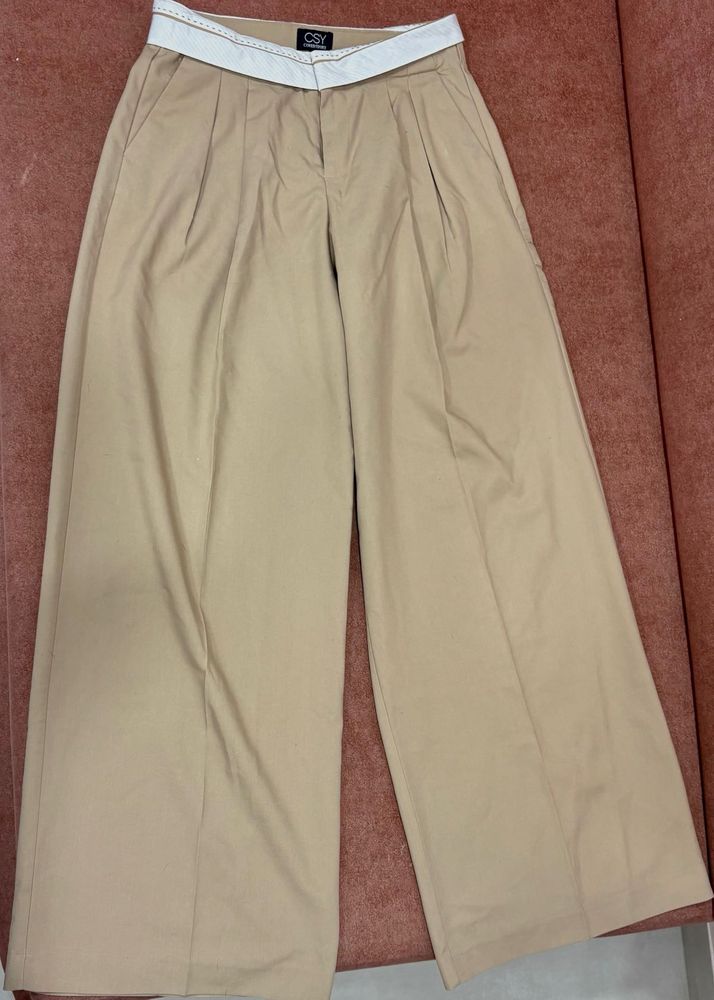 korean beige formal office look pants trousers