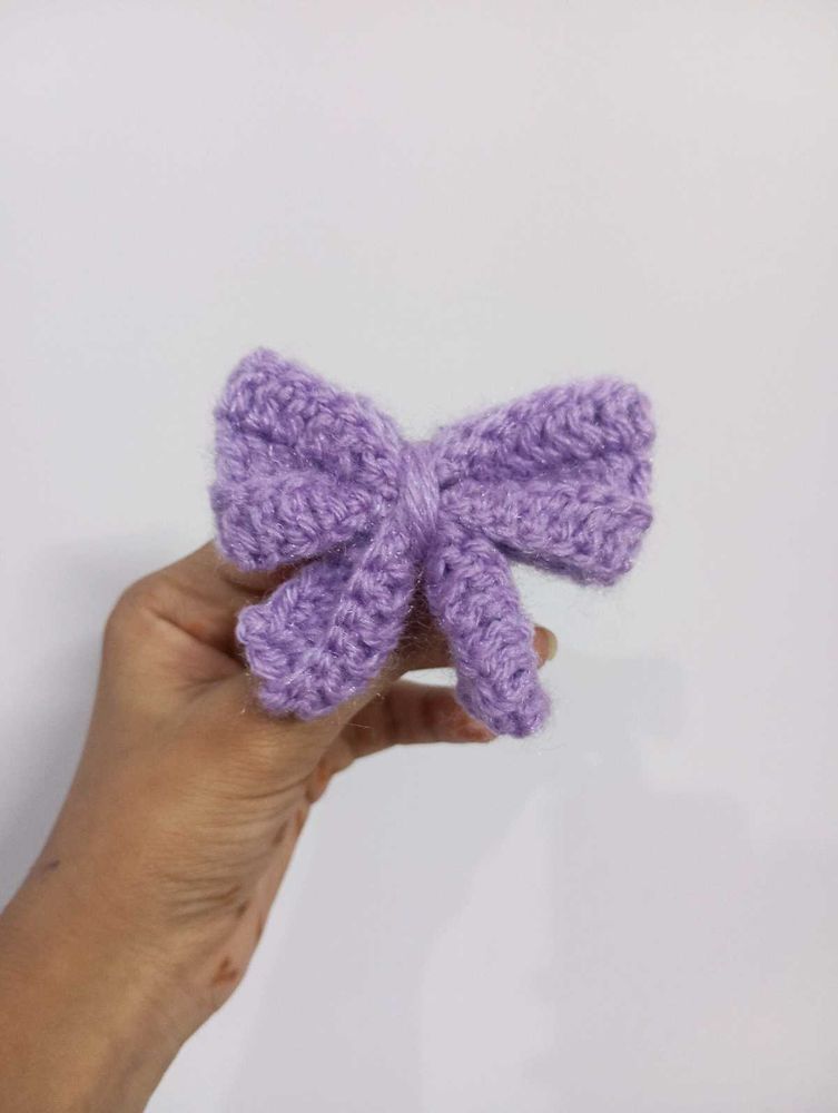 Handmade Crochet Hair Bow Clip