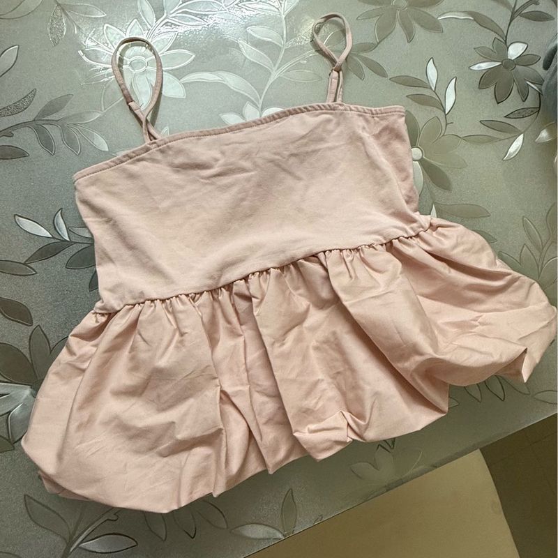 H&amp;M Pink Balloon Peplum Strappy Top