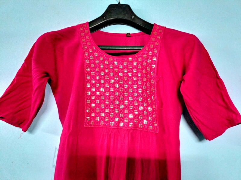Vibrant Pink Kurti with Sequin Work