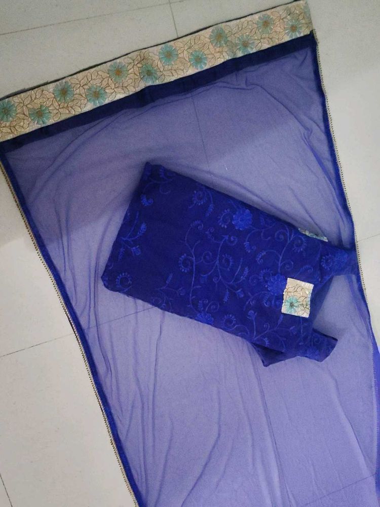 Embroidered Blue Dupatta