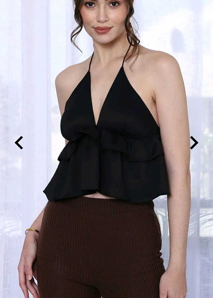 Stylish Black Halter Top