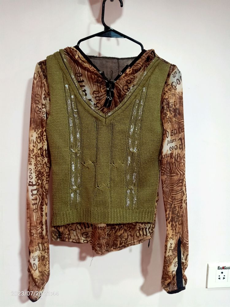 Long Sleeves Tops With Hood