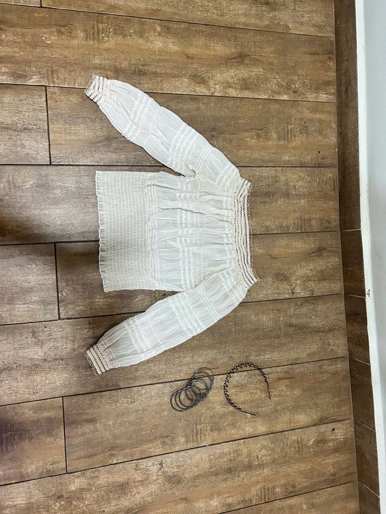 Korean White Offshoulder Formal Top + Freebies