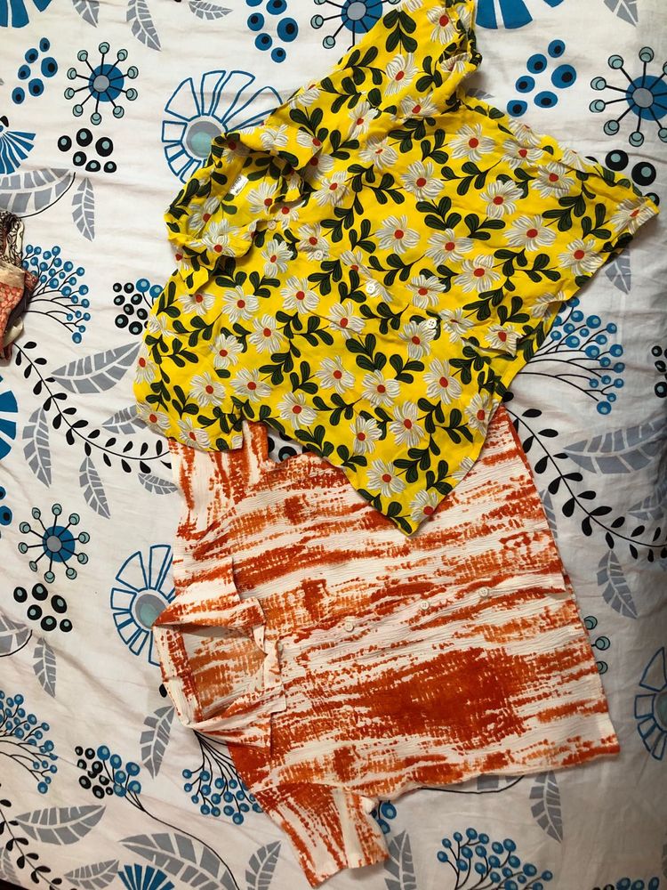 Combo 2 T-shirts Tie and Dye, Floral Yellow