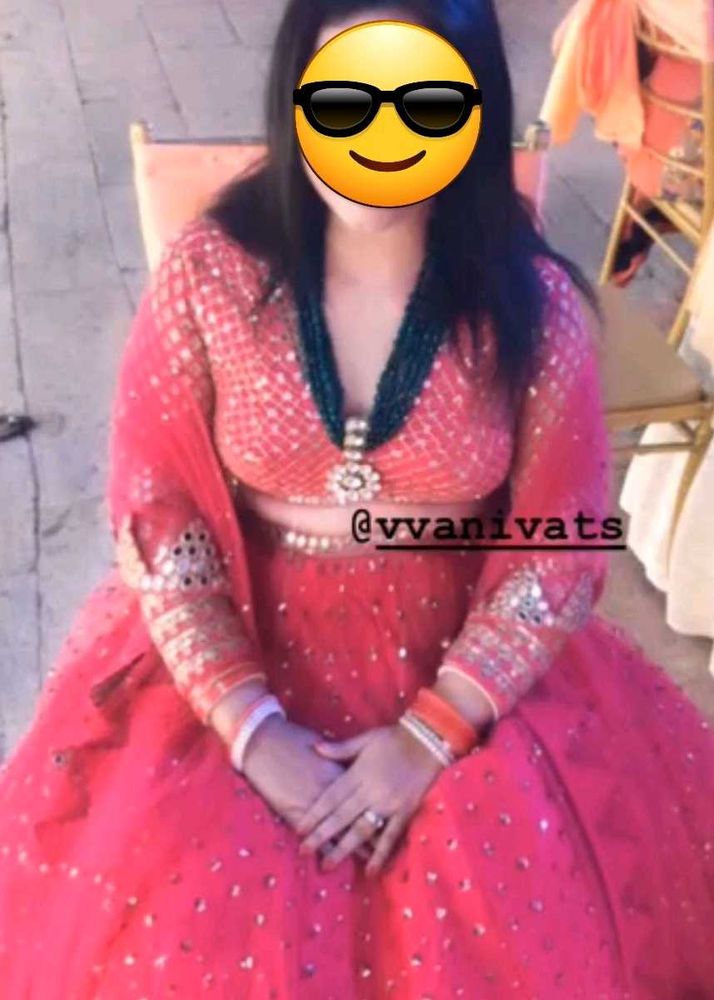 Red Embroidered Lehenga