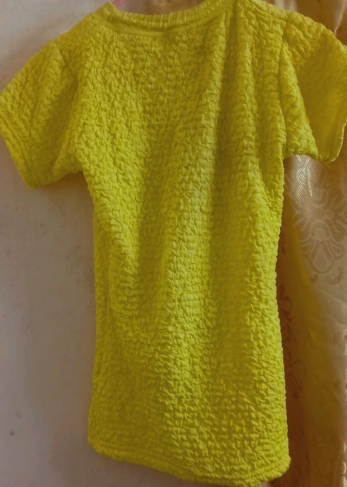 Bubble Cotton Blend Vintage Yellow Top