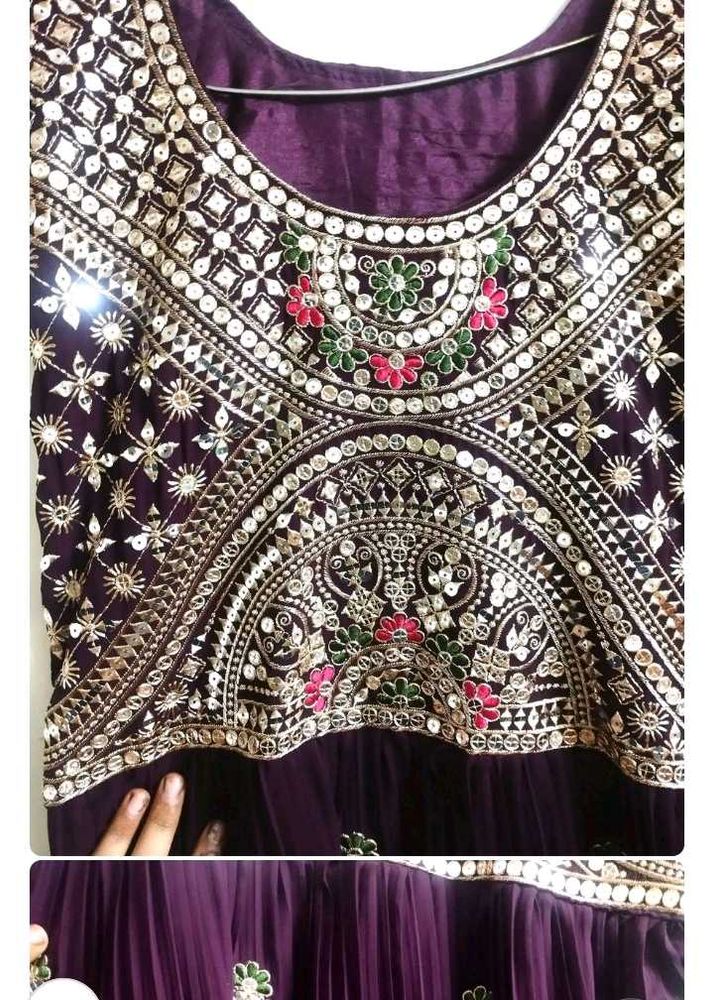 Purple Embroidered Anarkali Dress