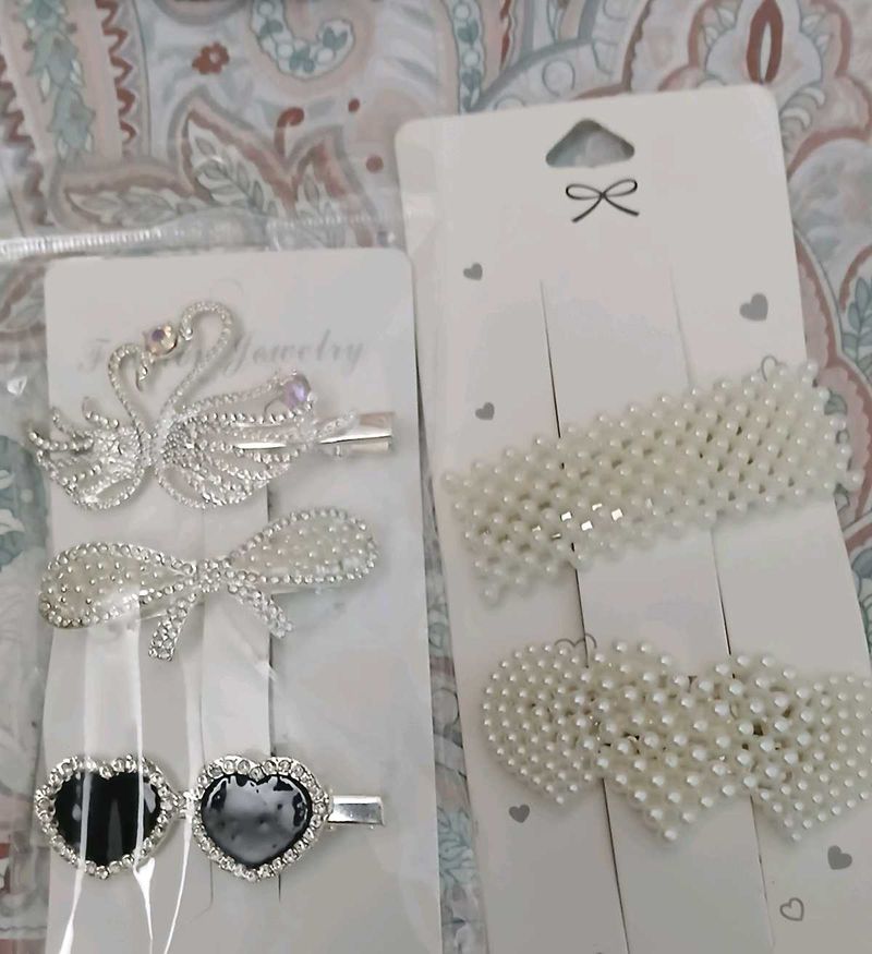 Rhinestone Hair Clips - Set of 5