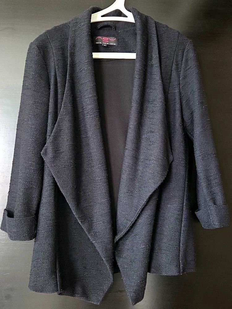 Elegant Black Open Front Jacket