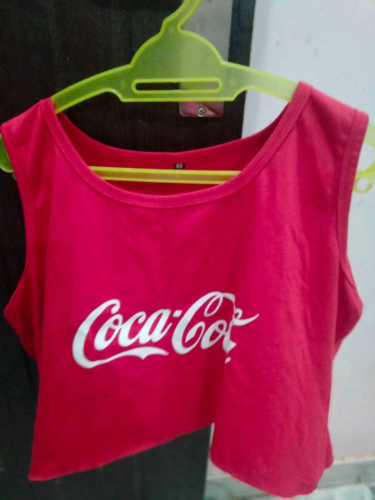 Red Coco Cola Print Crop Top