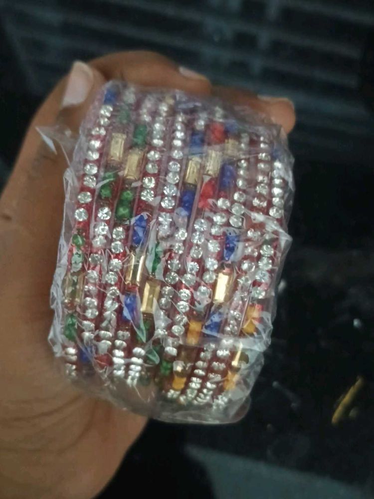 Colorful Crystal Bangle Set