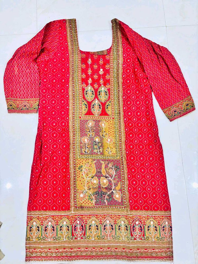 Red Printed Kurta set