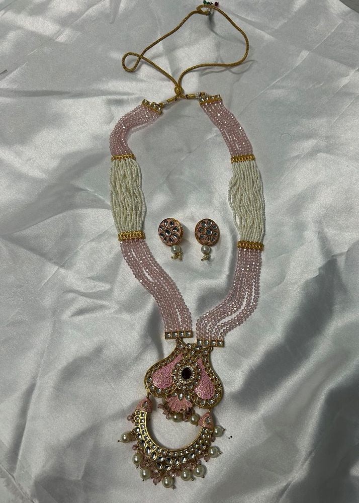 Brand new heavy Pink Beaded Necklace &amp; Earring Set