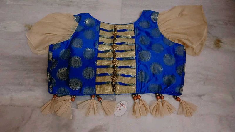 Elegant Blue Brocade Blouse