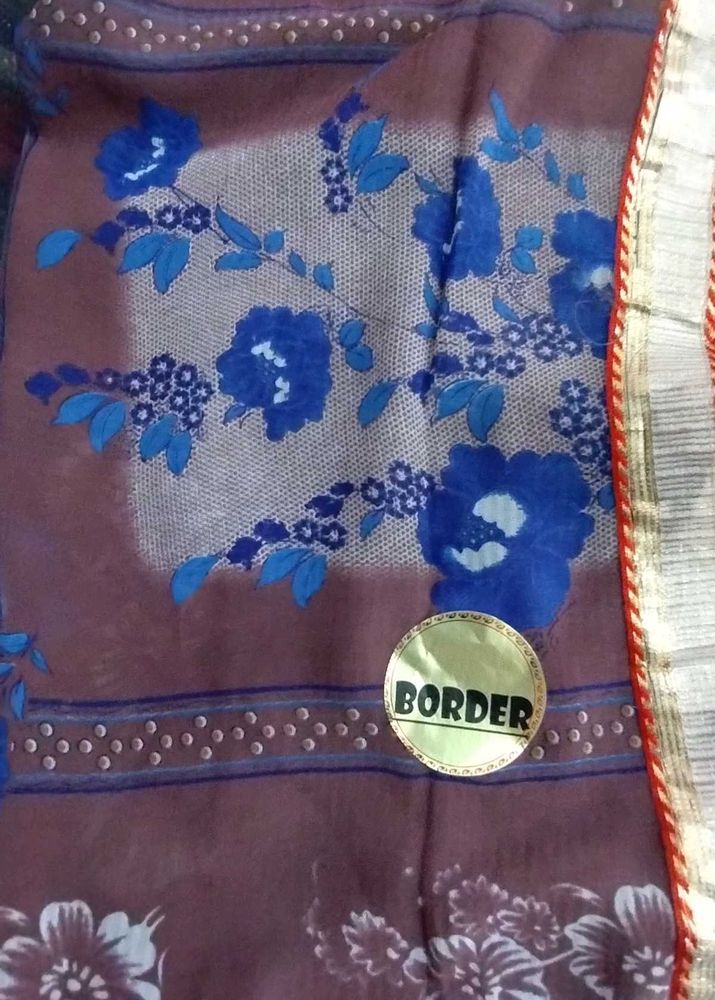 Floral Print Saree with Border