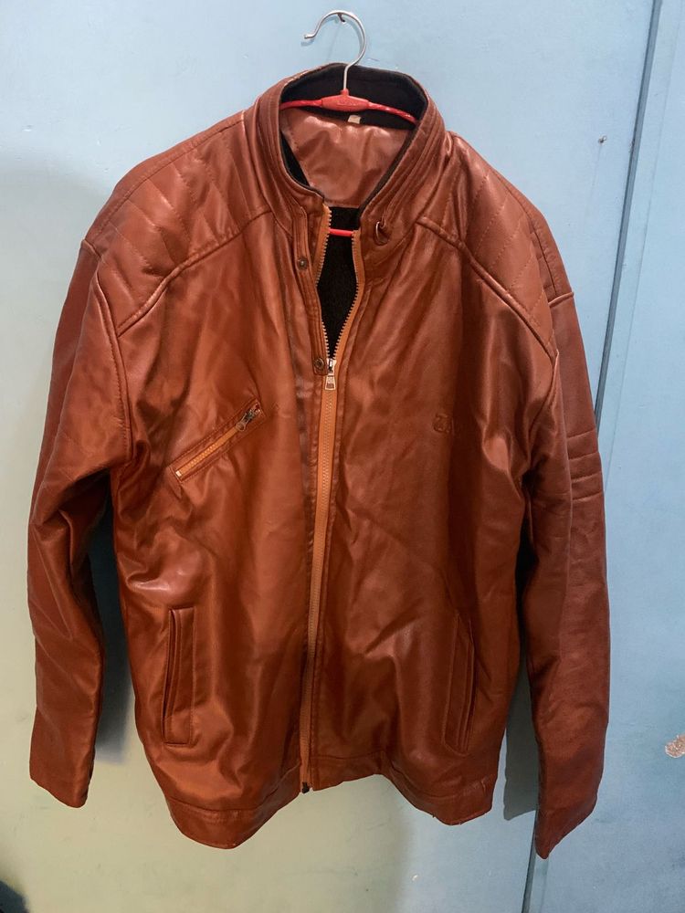 Brown zara Leather Jacket
