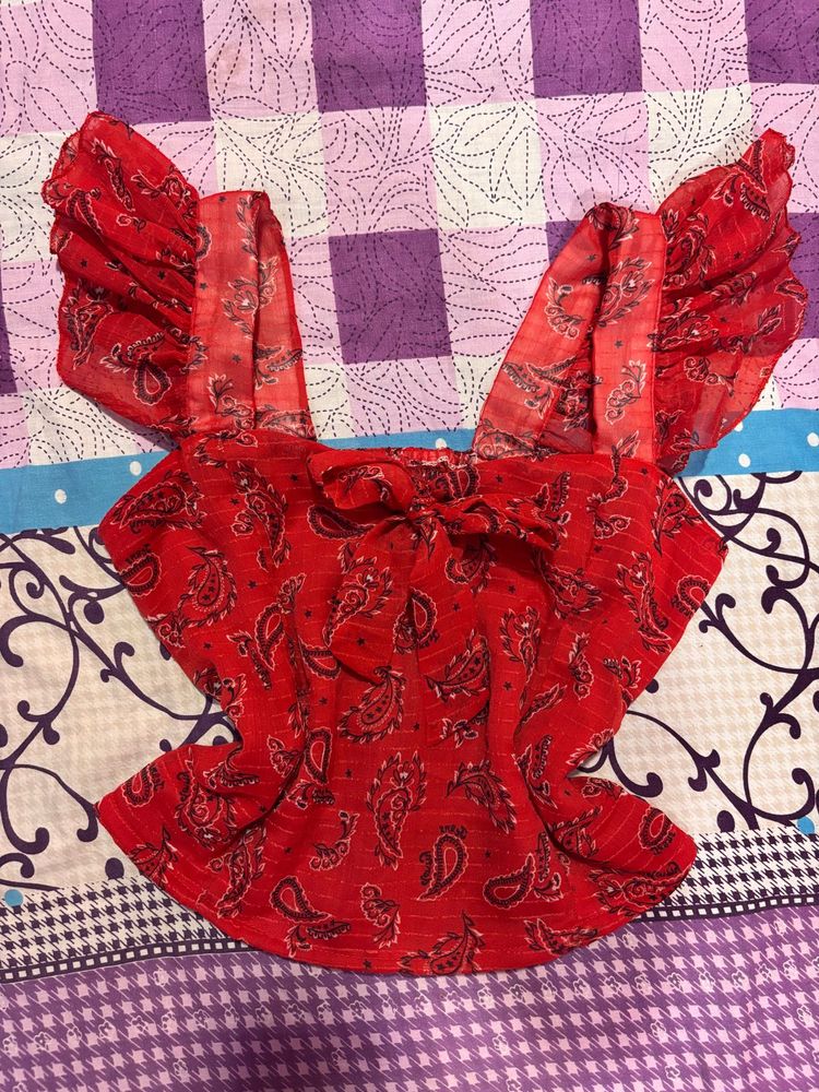 Cute Bow Red Top