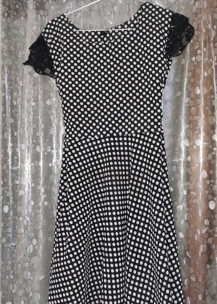 Black Dot Casual Mini Short Dress Or One Piece