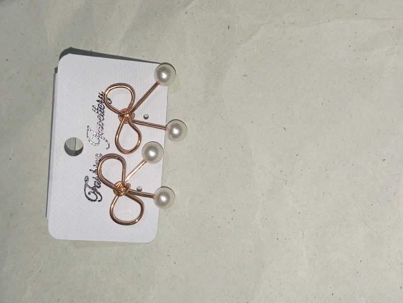 Korean Pearl  Bow Earrings