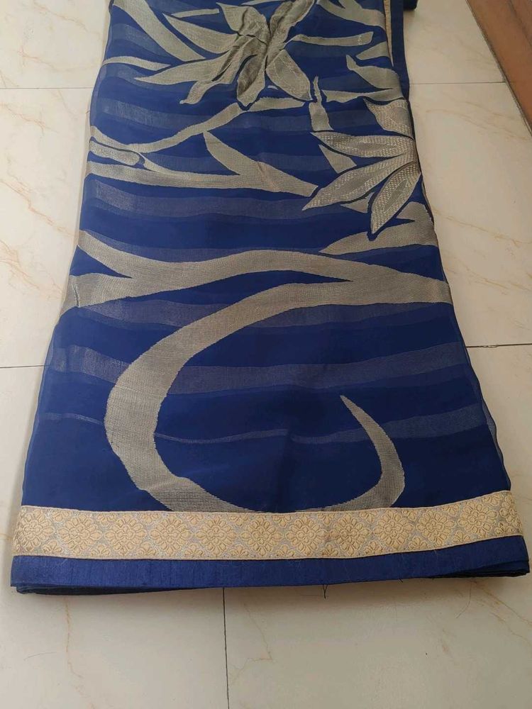 Elegant Blue Floral Saree