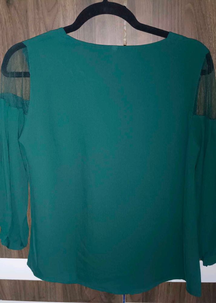 Green Sheer Sleeve Top