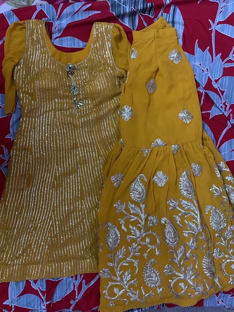 Yellow Sharara Without Dupatta