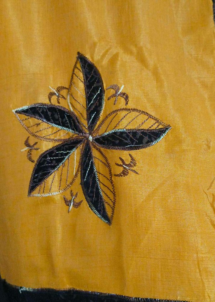 Mustard Black Combination Saree