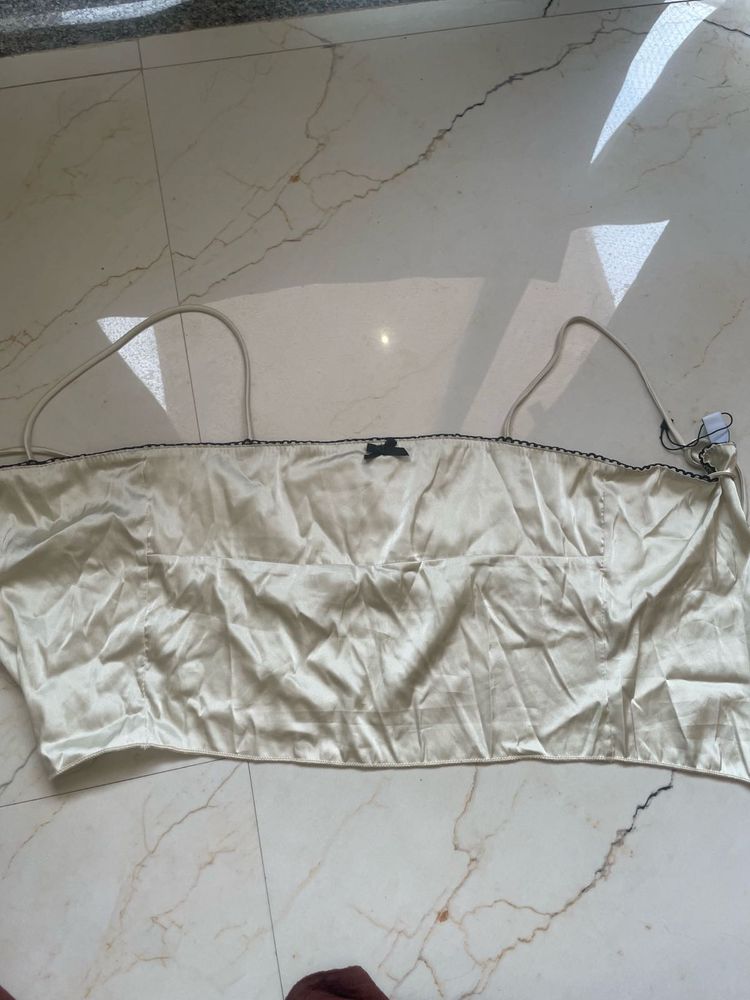Champagne Satin Backless Top