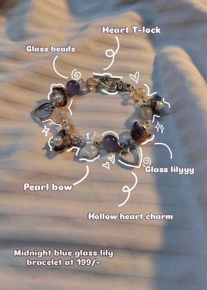 Beaded Heart Charm Bracelet