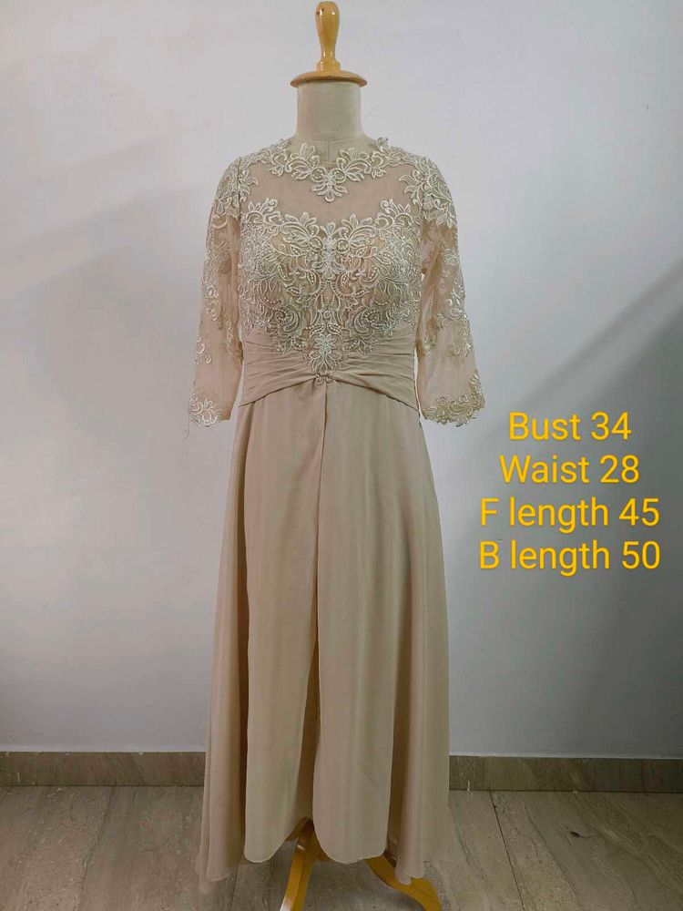 Lace Bodice Chiffon Dress