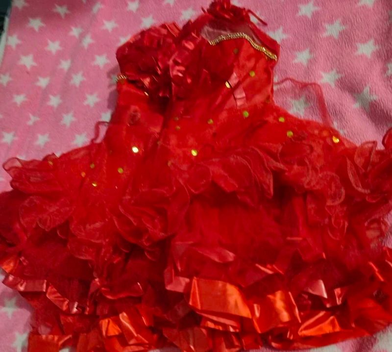 Red Ruffled Party Dress