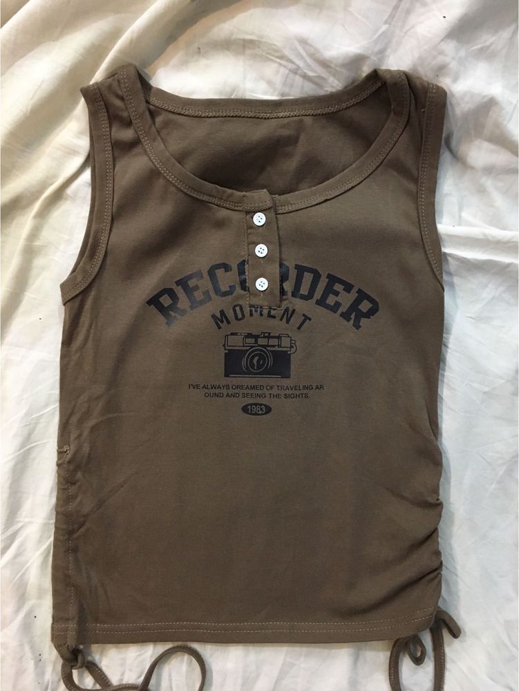 Y2k Brown Graphic Tank Top