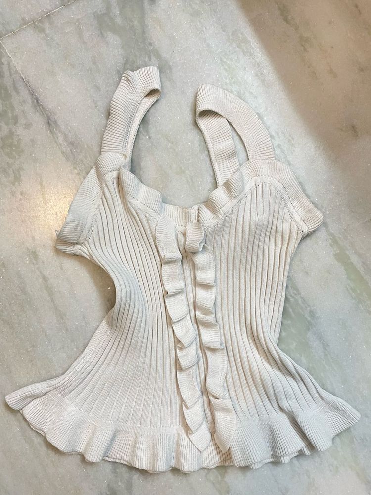White Frill Top