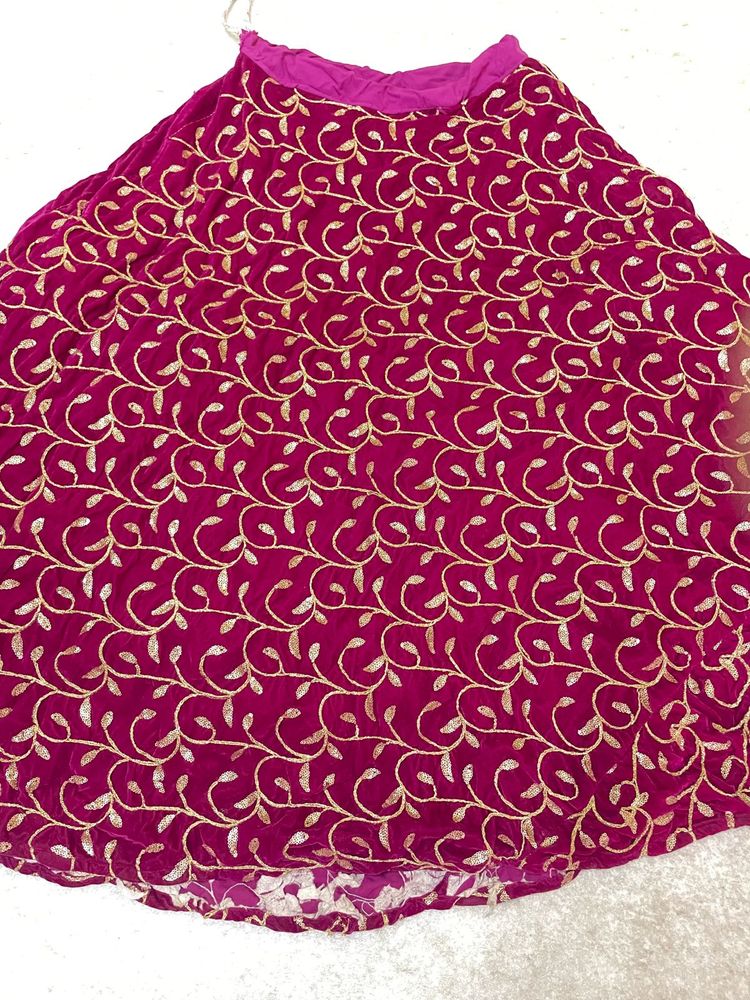 Lehenga Frock With Duppatta Pink &amp;green Colour