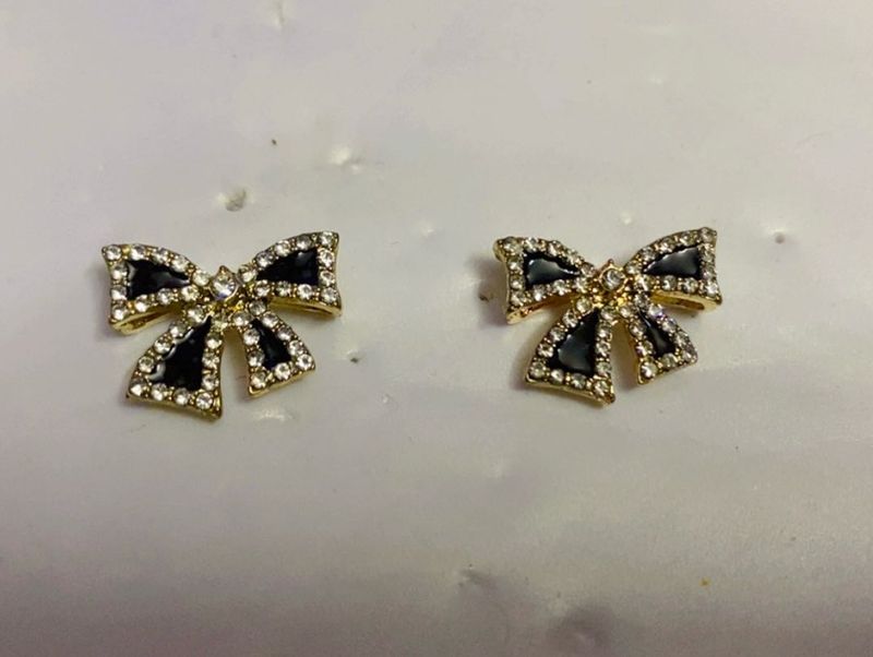Cute Rhinestone Bow Earrings