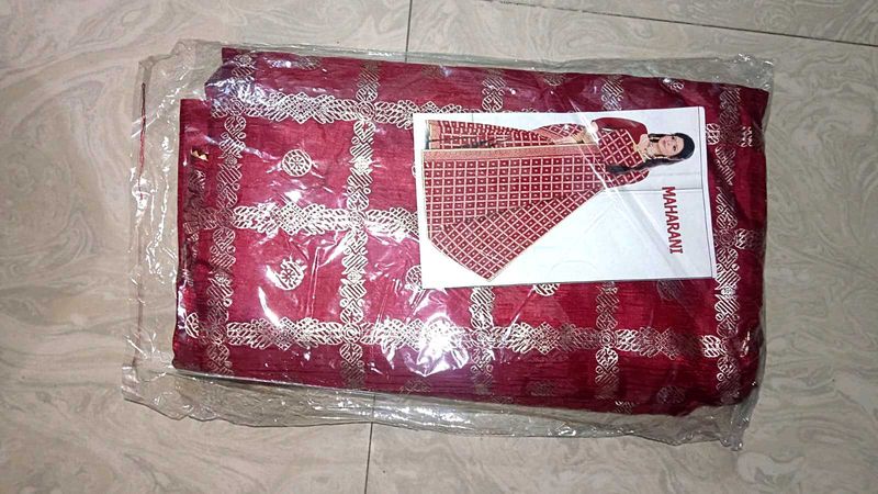 Maroon &amp; Gold Sari - With Blouse - New in Package