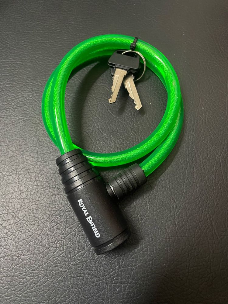 Royal Enfield Green Coil Cable Lock with 2 Keys —