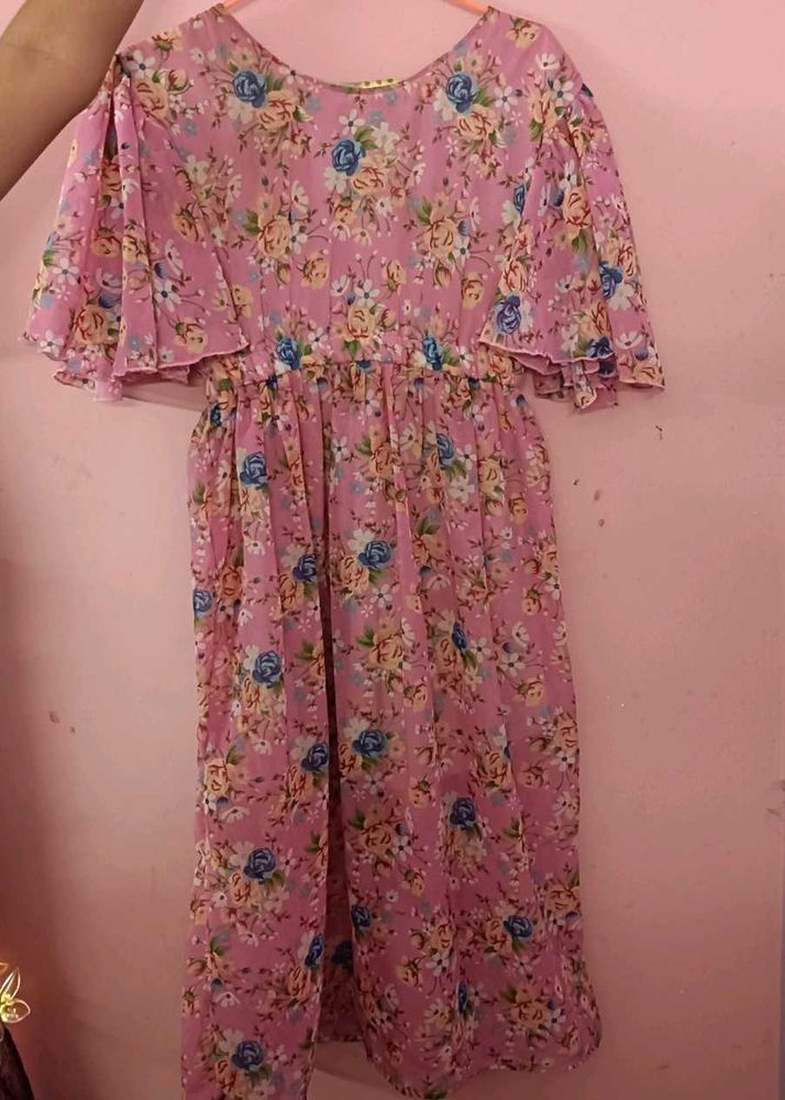 Floral Print Pink Dress