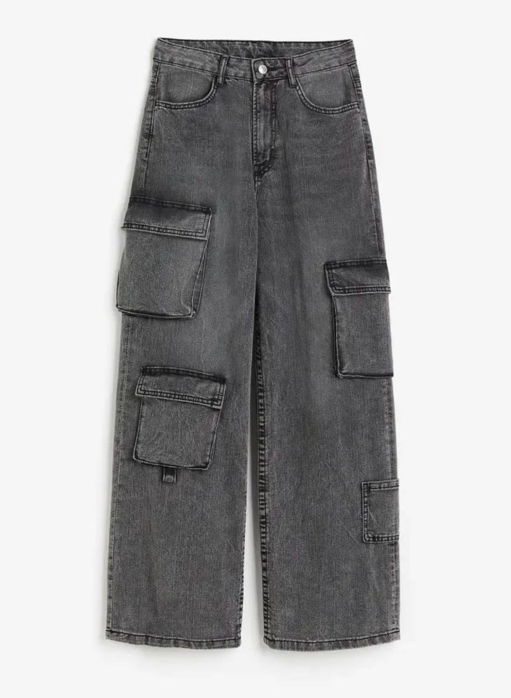 Sale❗️Grey Cargo Wide Leg Jeans