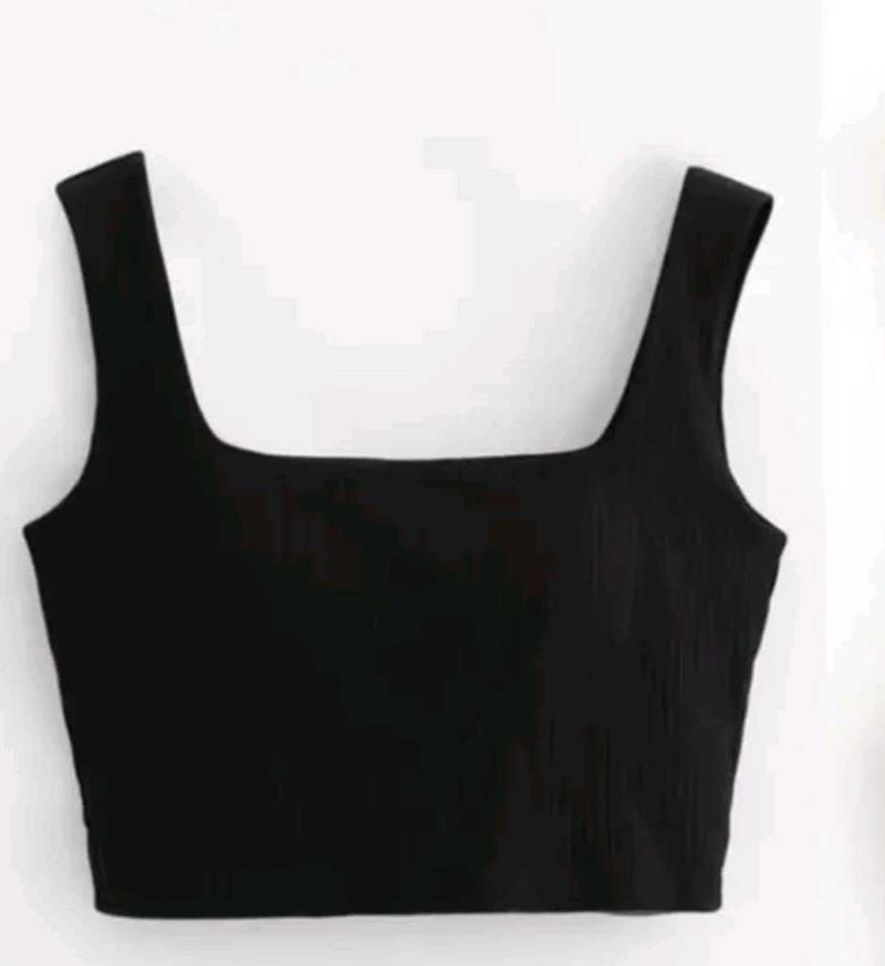 Black Square Neck Tank Top