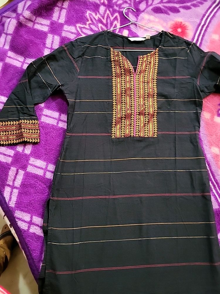 Black Multicolor Kurti For Women