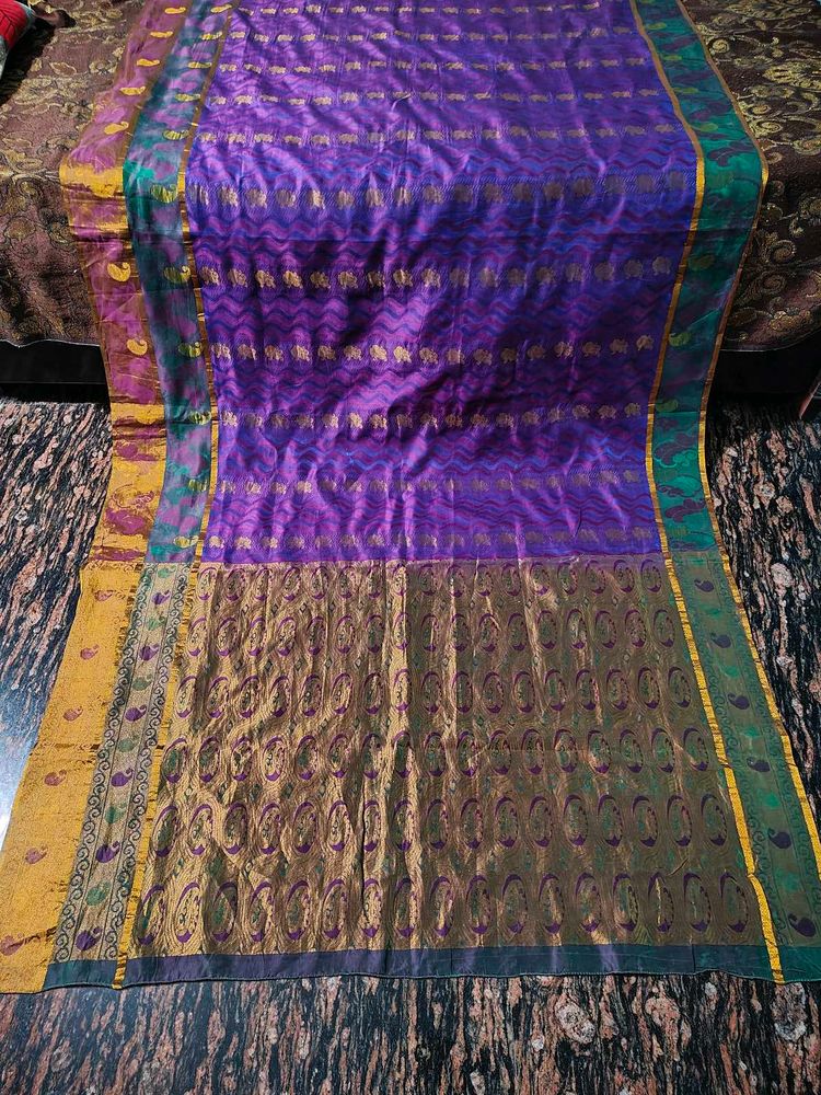 Pure silk Purple Kanchi Saree