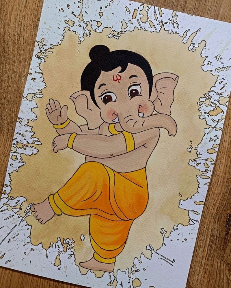 Paint Spill Art Of Lord Ganesha