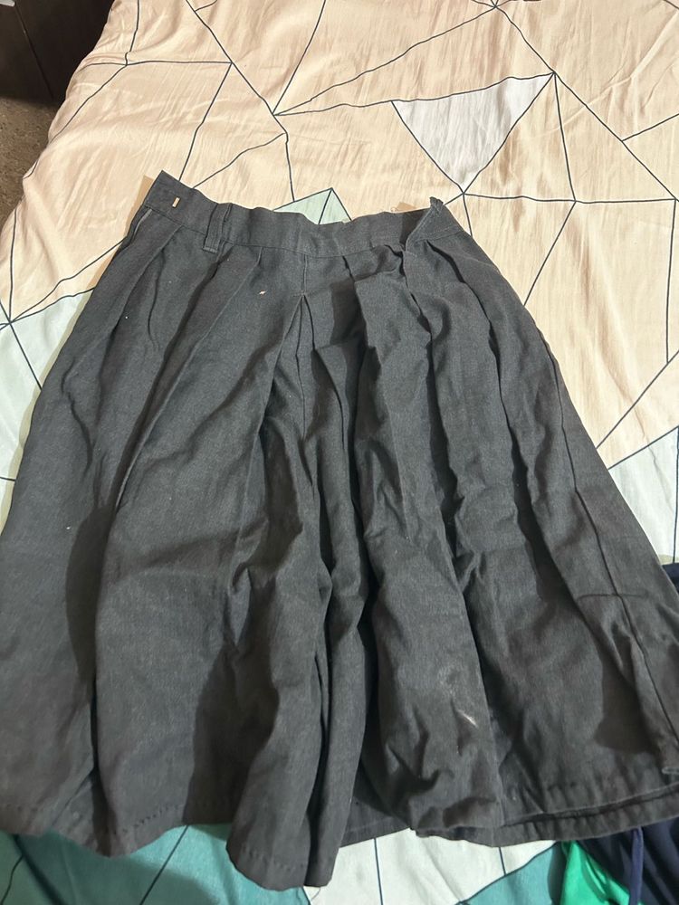Pleated Gray And Blue Skirt Combo