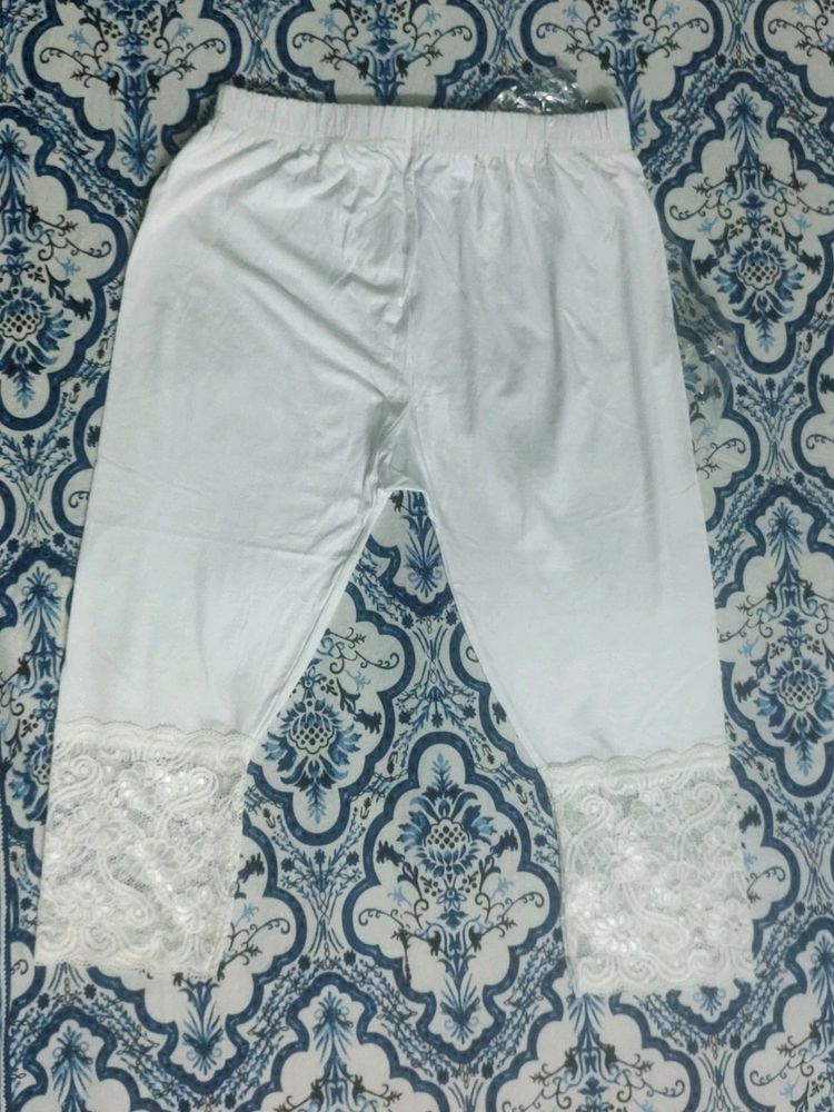 White Laced Capris Leggings